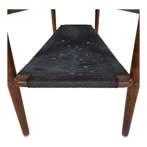 Sofabord med hylde i Sort snoreflet | Teak