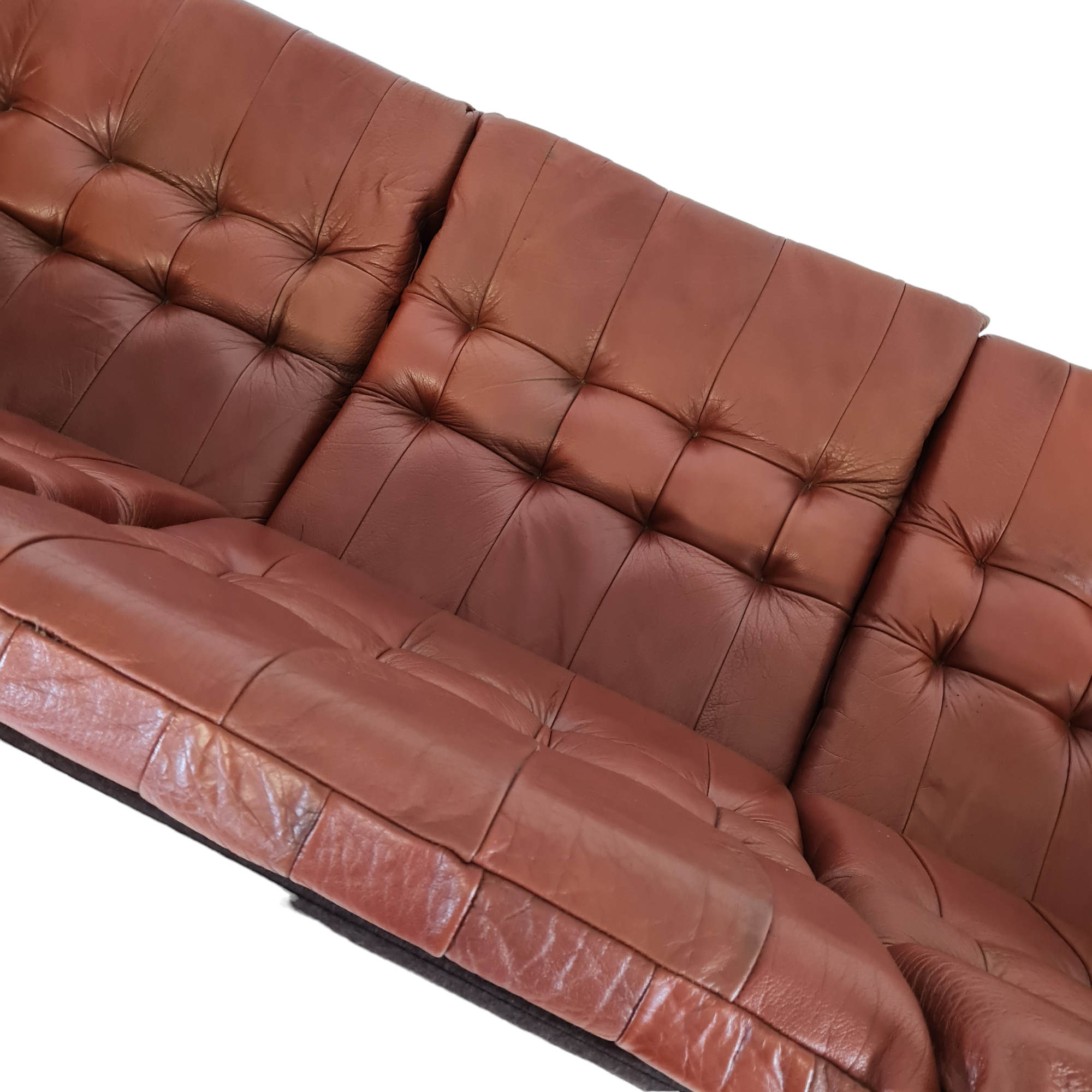 Cognac Brown Distressed Leather Headboard or Backrest Cushion with