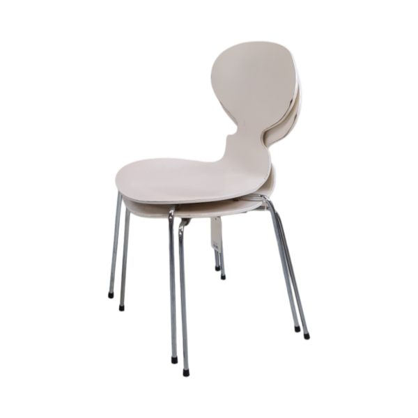 Spisebordsstol model 3101 | Arne Jacobsen | Fritz Hansen | Hvidlakeret formpresset finer & stel af stål