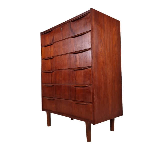 Høj kommode med 6 skuffer | Dansk design | Teak