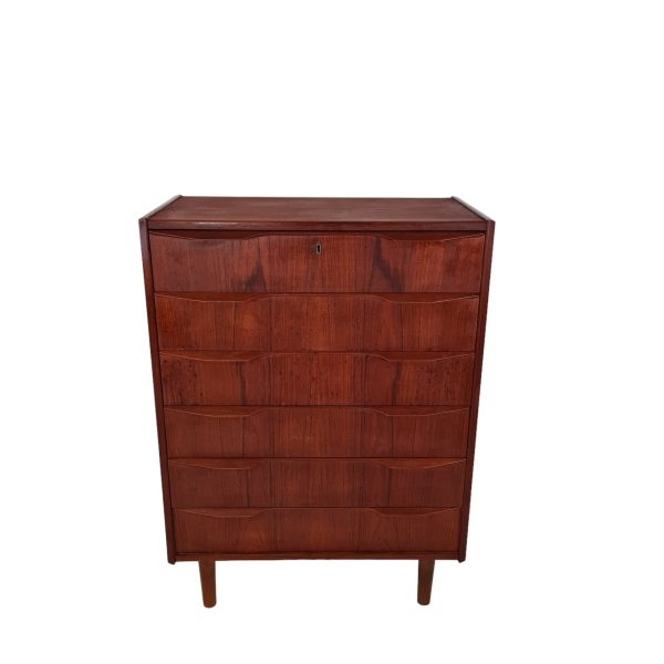 Høj kommode med 6 skuffer | Dansk design | Teak