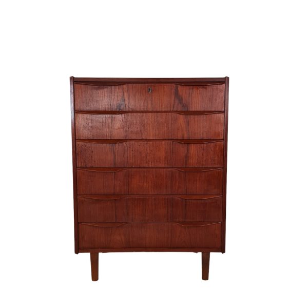 Høj kommode med 6 skuffer | Dansk design | Teak