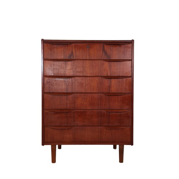 Høj kommode med 6 skuffer | Dansk design | Teak