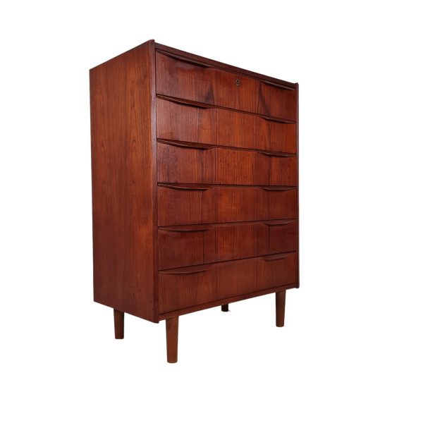 Høj kommode med 6 skuffer | Dansk design | Teak