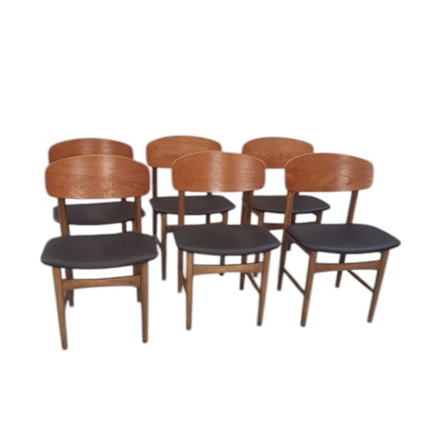 Spisebordsstole model 122 | Børge Mogensen | Søborg Møbelfabrik | Teak & bøg Nypolstret