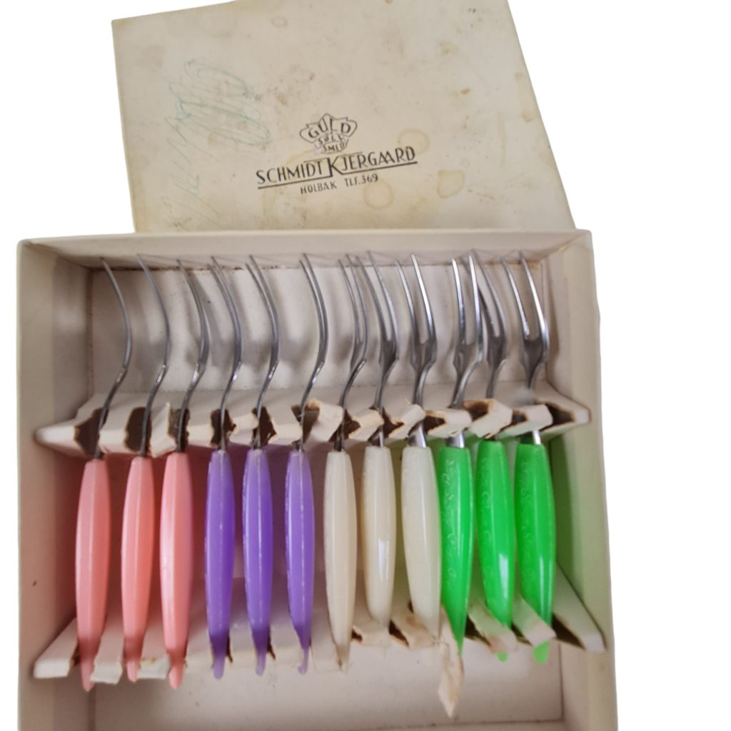 12 Cocktail forks Danish design Schmidt Kjergaard Steel & plastic