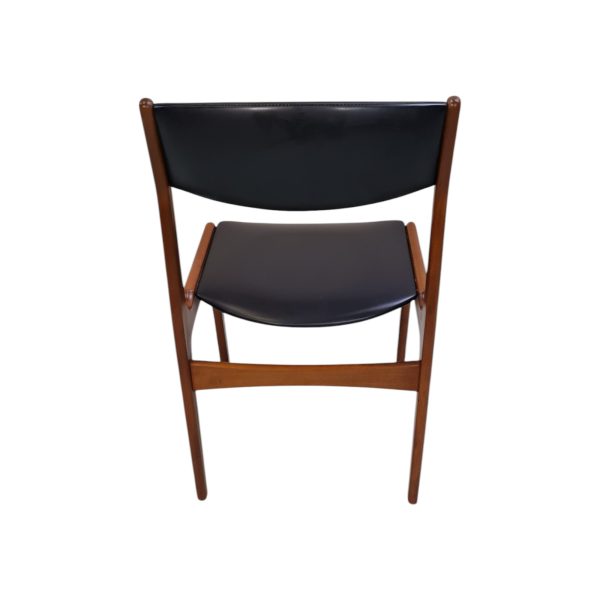 4 Spisebordsstole | Nova Møbler | Teak & sort kunstlæder | Nypolstret