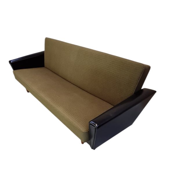 Daybed | Dansk design | Sort kunstlæder, uld og teak.