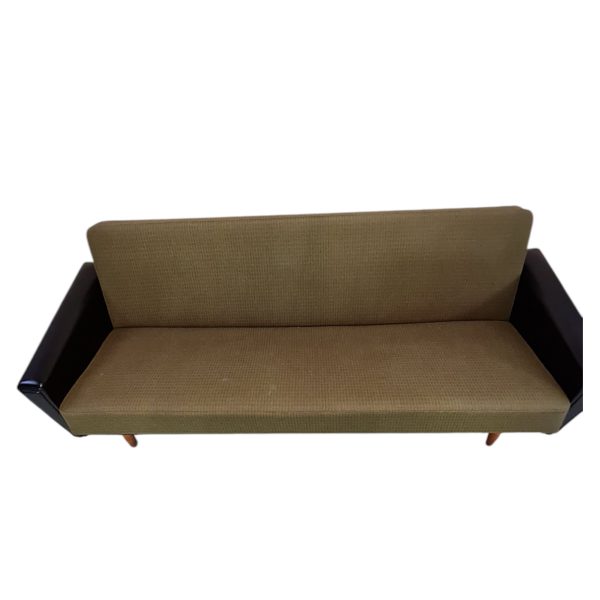 Daybed | Dansk design | Sort kunstlæder, uld og teak.