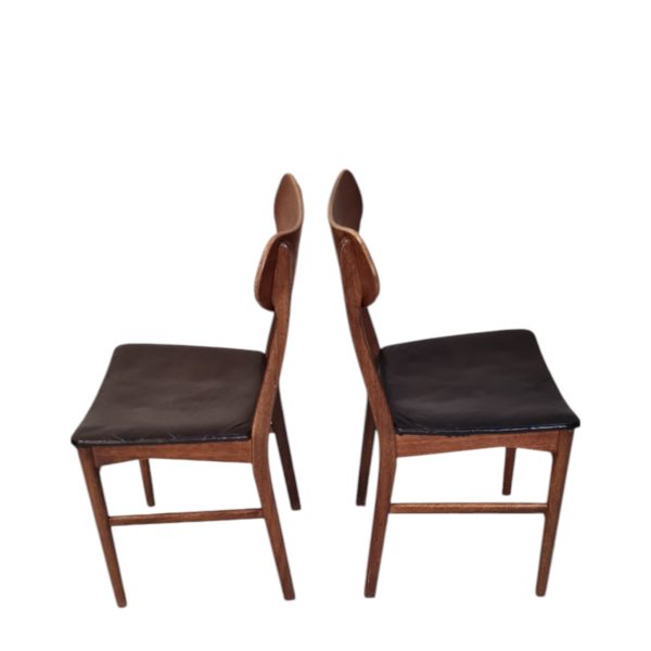 5 Spisebordesstole | Dansk design | Bejdset bøg & teak polstret med læder