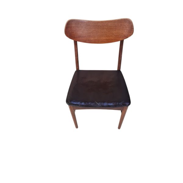 5 Spisebordesstole | Dansk design | Bejdset bøg & teak polstret med læder