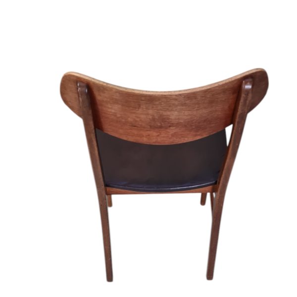 5 Spisebordesstole | Dansk design | Bejdset bøg & teak polstret med læder