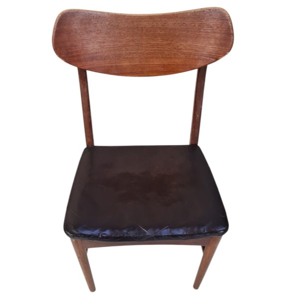 5 Spisebordesstole | Dansk design | Bejdset bøg & teak polstret med læder