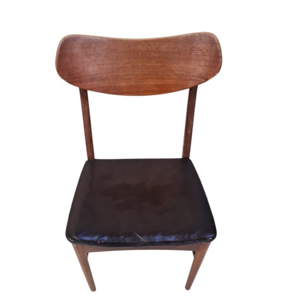 5 Spisebordesstole | Dansk design | Bejdset bøg & teak polstret med læder