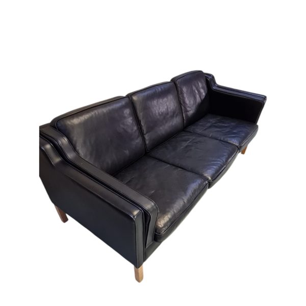 3-Personers sofa | Tilskrevet Børge Mogensen |  Sort læder
