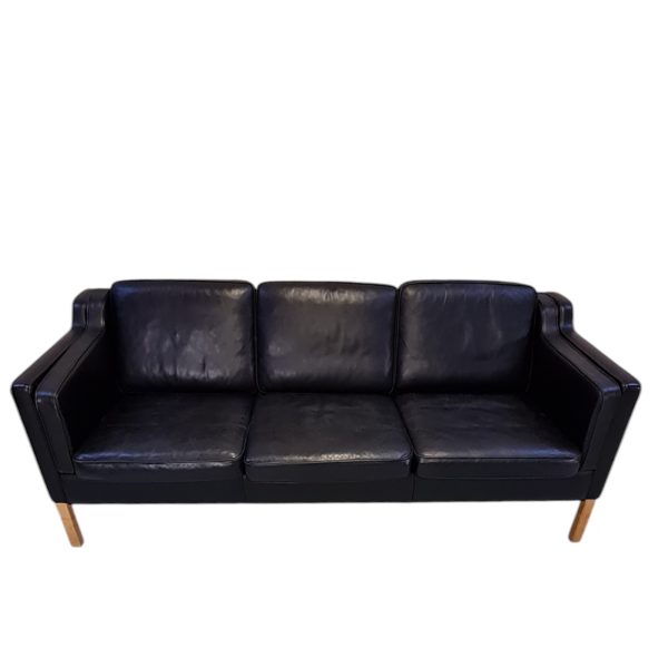 3-Personers sofa | Tilskrevet Børge Mogensen |  Sort læder