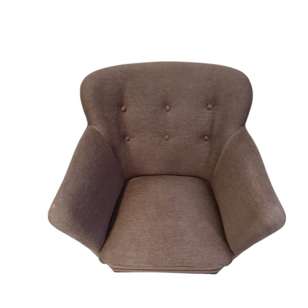 Lænestol | Dansk design | Møbelsnedker Anders Svendsen, Kbh | Betrukket med brun uld
