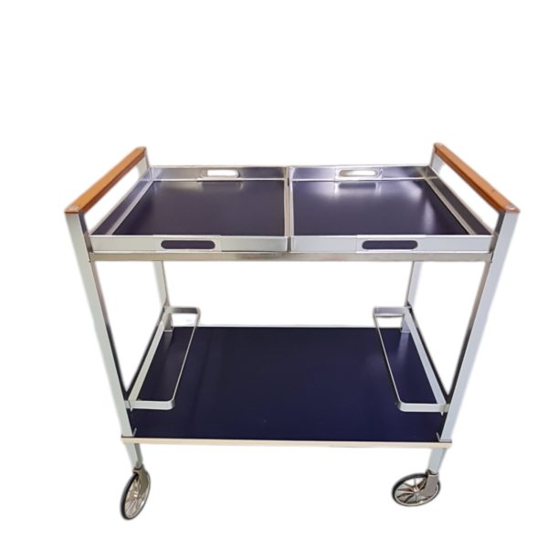 Barvogn med 2 aftagelige bakker | Italiensk design | Aluminium, sort formica & bøg