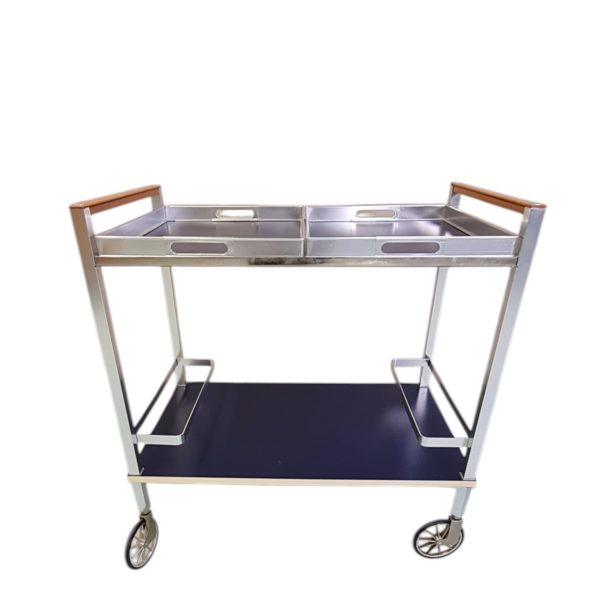Barvogn med 2 aftagelige bakker | Italiensk design | Aluminium, sort formica & bøg