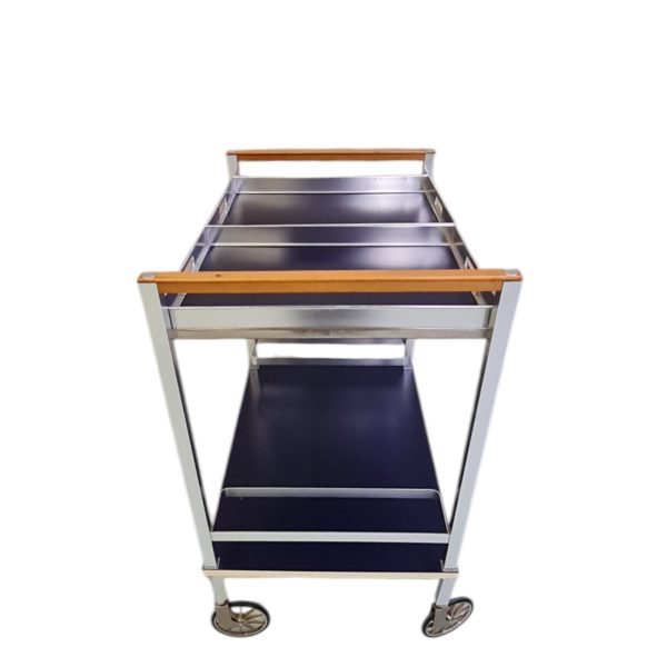 Barvogn med 2 aftagelige bakker | Italiensk design | Aluminium, sort formica & bøg