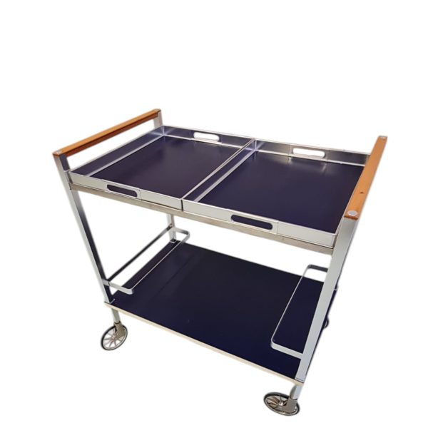 Barvogn med 2 aftagelige bakker | Italiensk design | Aluminium, sort formica & bøg