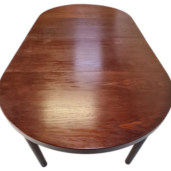 Rundt spisebord med to tillægsplader | Dansk design | Mahogny