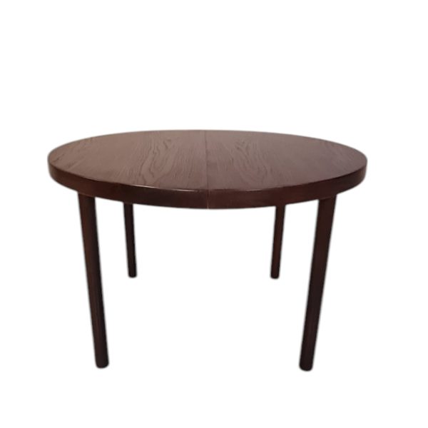 Rundt spisebord med to tillægsplader | Dansk design | Mahogny