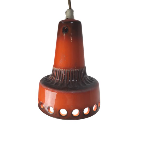 Retro keramik lampe | Keramik med orange glasur med brune nuancer