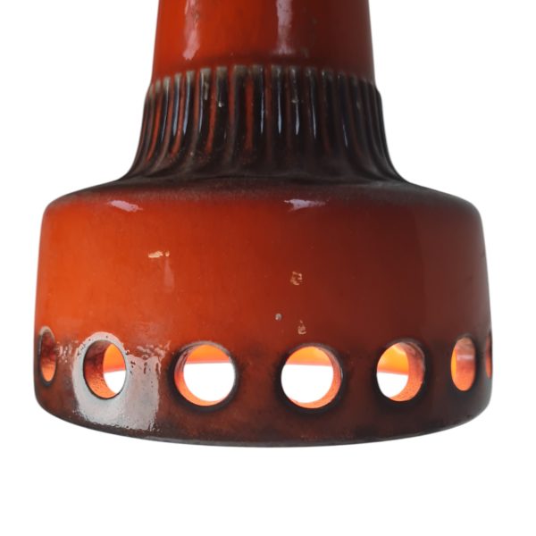 Retro keramik lampe | Keramik med orange glasur med brune nuancer