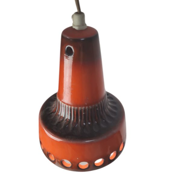 Retro keramik lampe | Keramik med orange glasur med brune nuancer