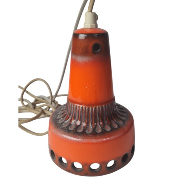 Retro keramik lampe | Keramik med orange glasur med brune nuancer