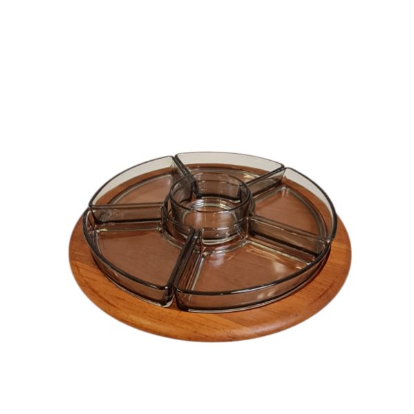Kabaretfad med 6 glas | Digsmed | Teak & glas