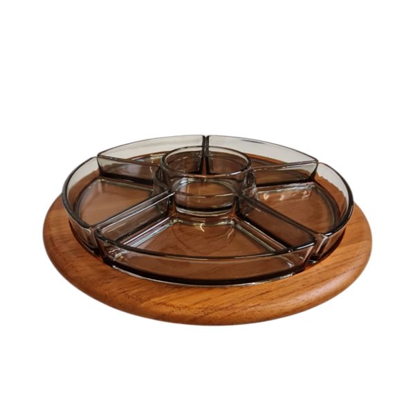 Kabaretfad med 6 glas | Digsmed | Teak & glas