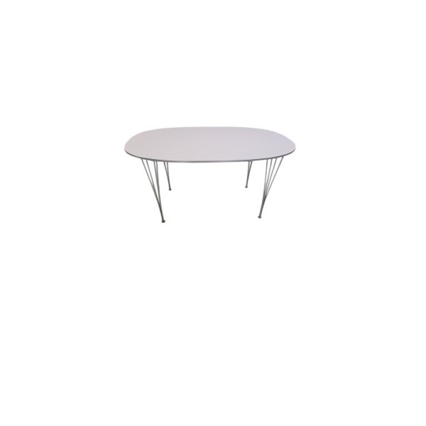 Super Ellipse spisebord | Piet Hein & Bruno Mathsson | Fritz Hansen | Hvid laminat og stålben