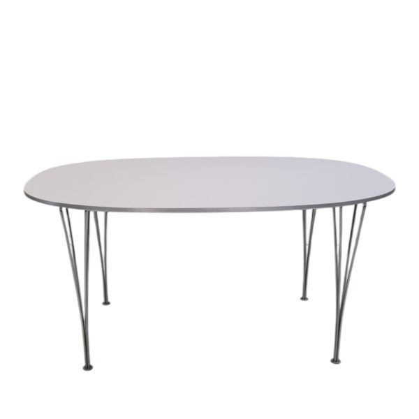 Super Ellipse spisebord | Piet Hein & Bruno Mathsson | Fritz Hansen | Hvid laminat og stålben