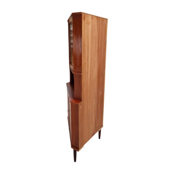 Hjørneskab med 2 låger og 2 glaslåger | Dansk design | Teak