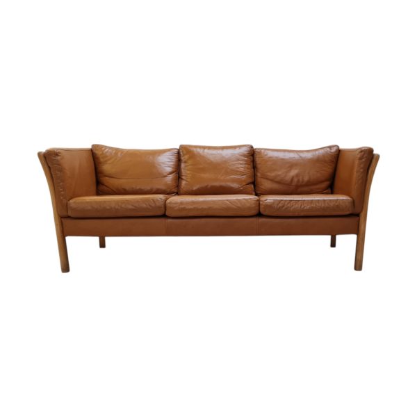 3 Personers sofa | Dansk design | Eg & nougatfarvet læder