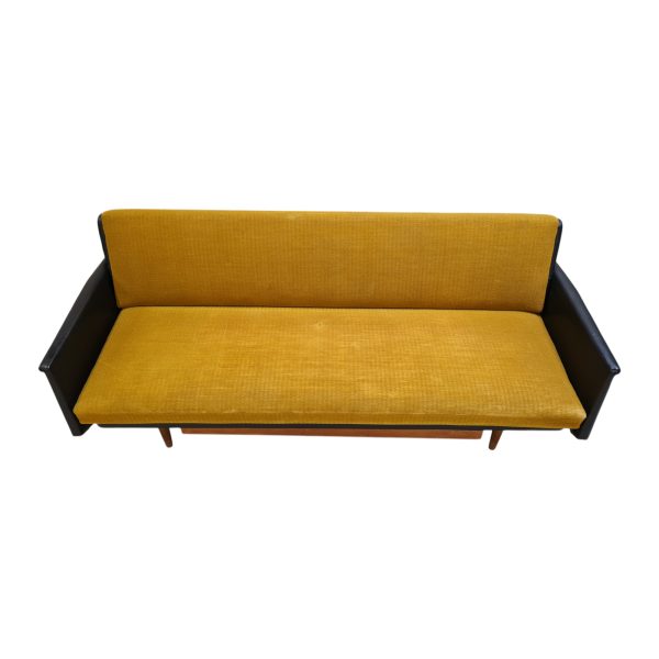 Daybed med underliggende skuffe | Dansk design | Udført i uld og sort kunstlæder