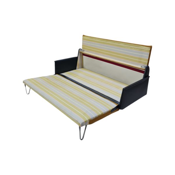 Daybed med underliggende skuffe | Dansk design | Udført i uld og sort kunstlæder