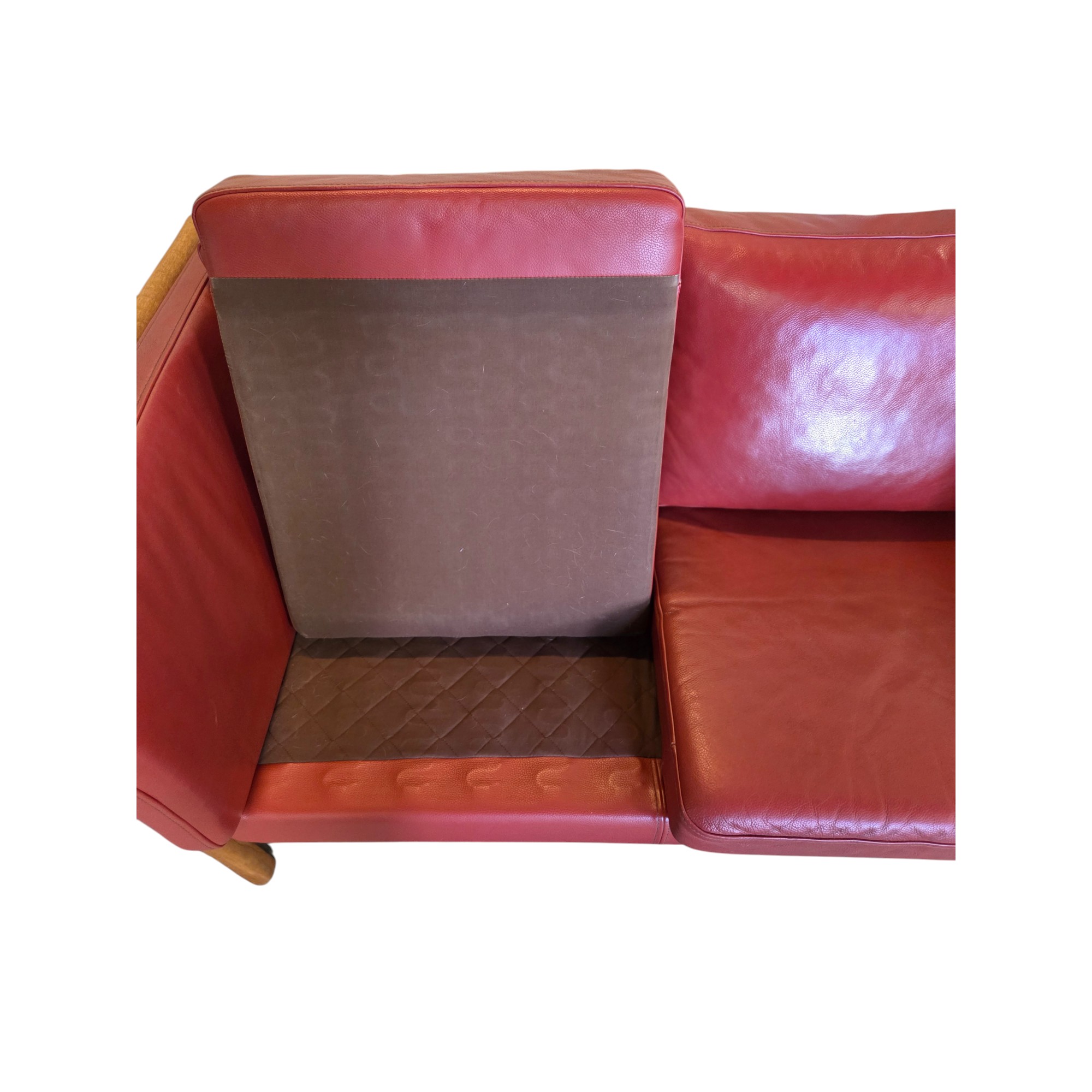 2 Personers tremmesofa | Dansk design | Eg & rødt læder