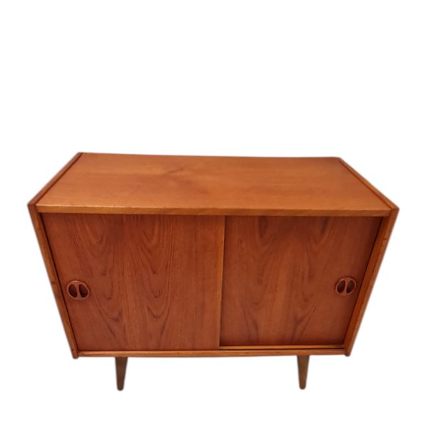 Lille skab med to skydelåger | Dansk design | Teak