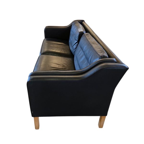 2 Personers sofa | Dansk design | Sort læder & Bøg