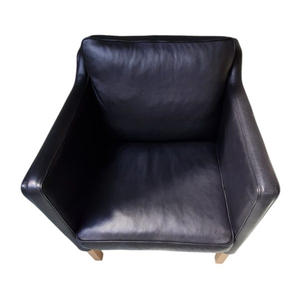 Lænestol model "Savoy" | Dansk design | Sort læder og ben i bøg