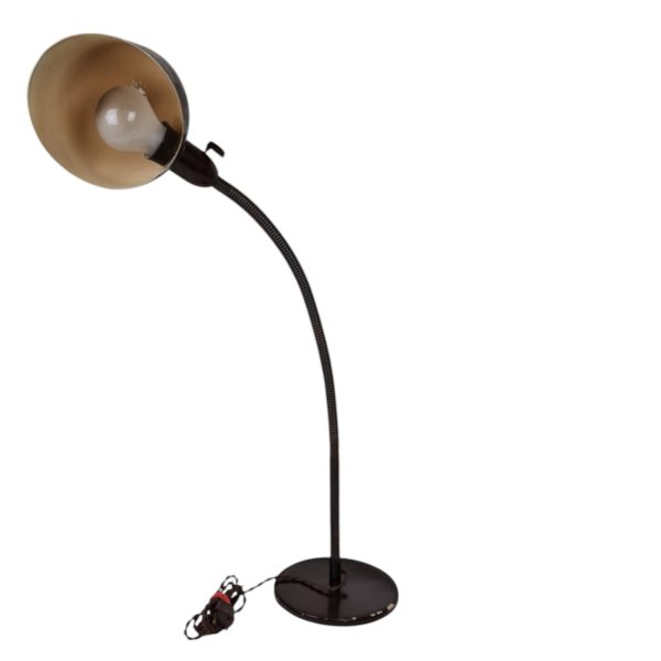 Bordlampe med slangehals | Vilhelm Lauritzen tilskrevet | Louis Poulsen | Brun Duco lakeret metal