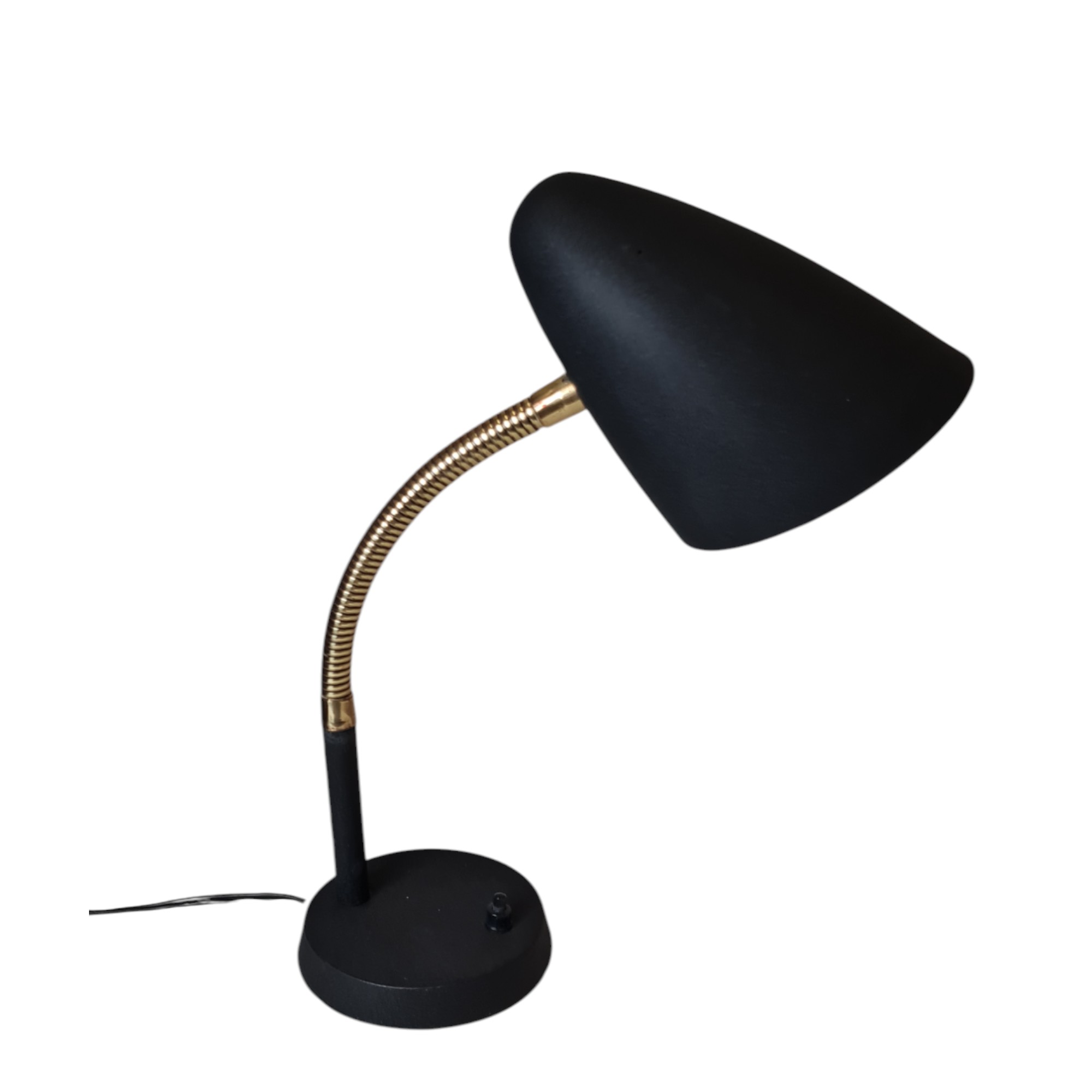 Bordlampe med slangehals | E. S. Horn | Sort lakeret metal og messing