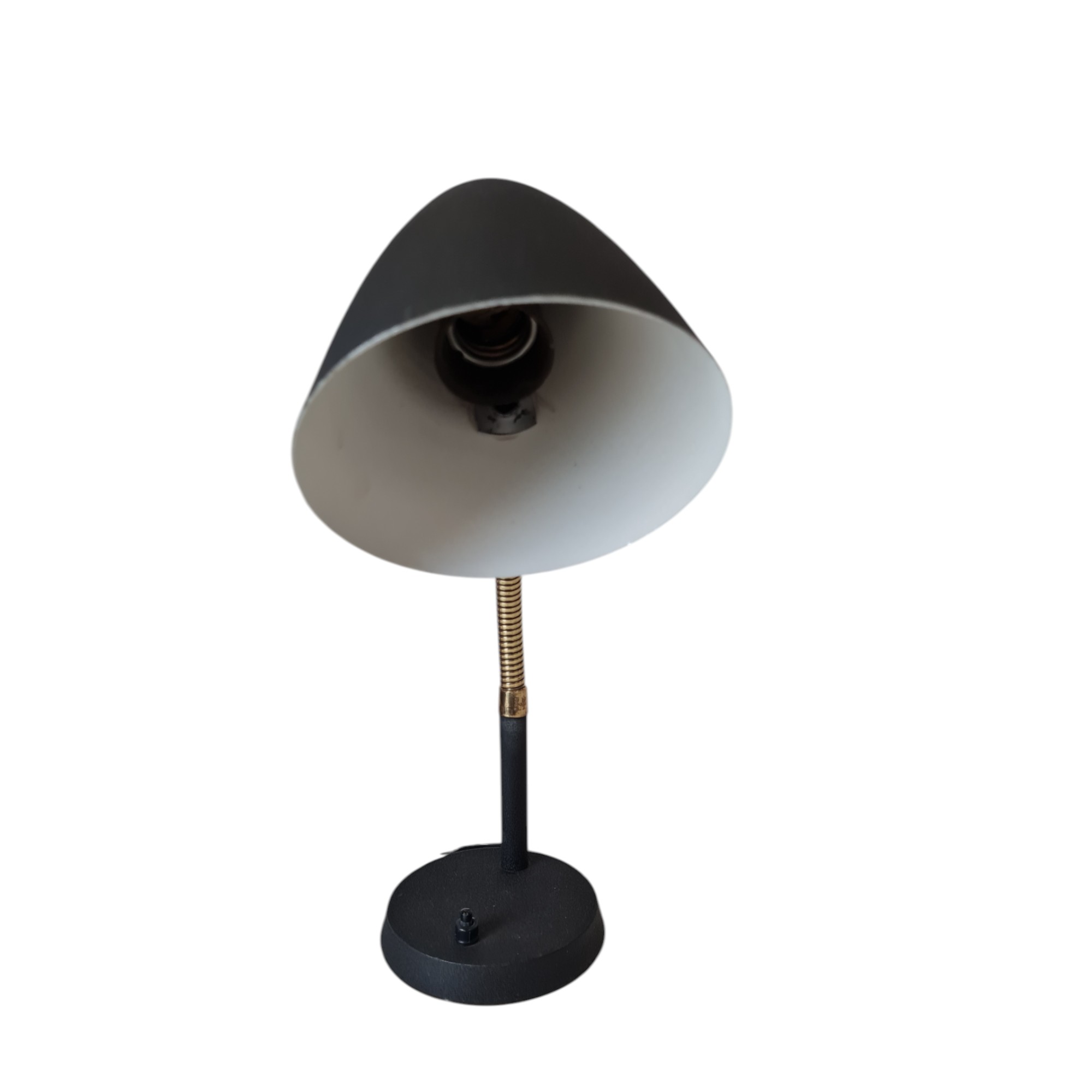 Bordlampe med slangehals | E. S. Horn | Sort lakeret metal og messing