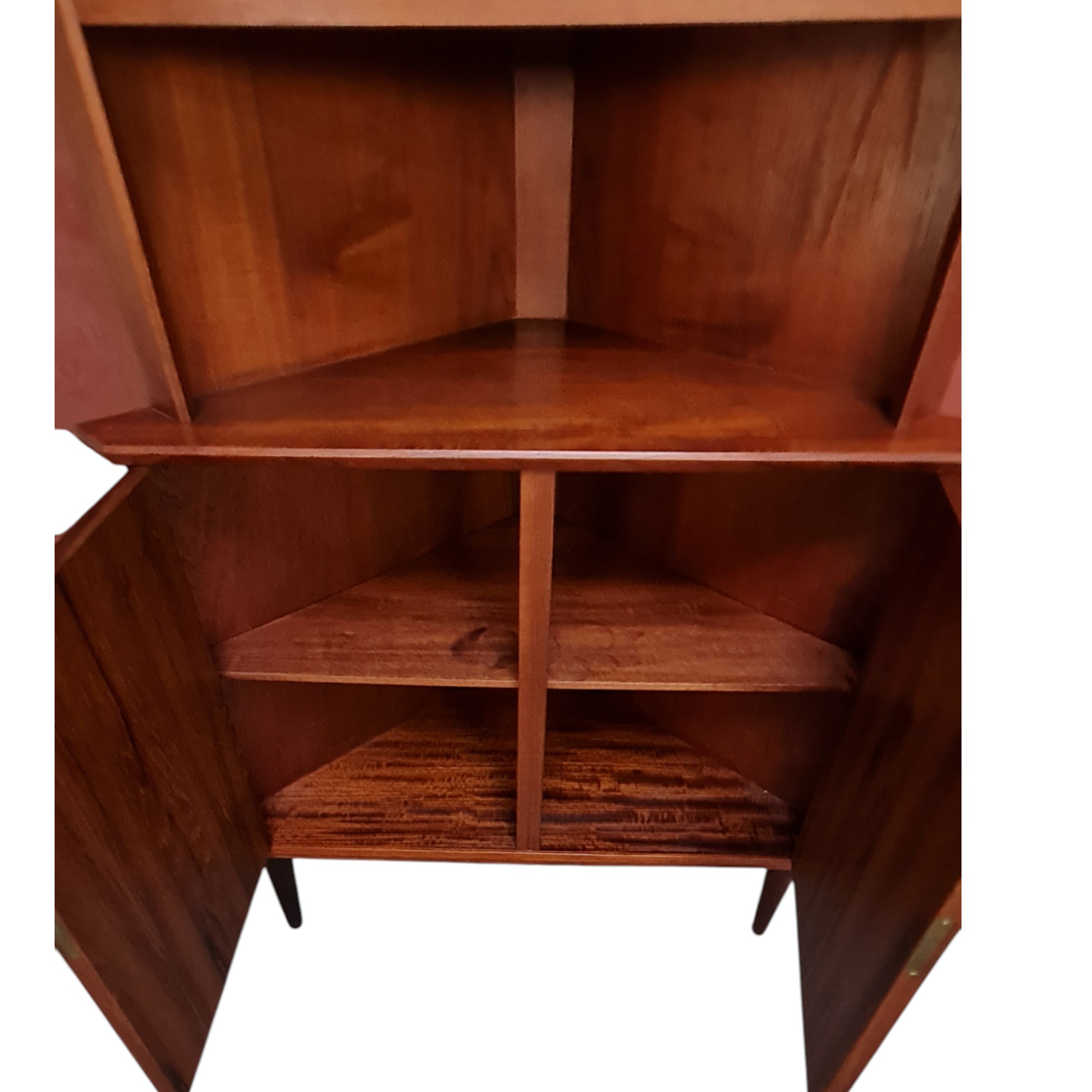 Hjørneskab med slebet glas og to låger | Dansk design | Teak