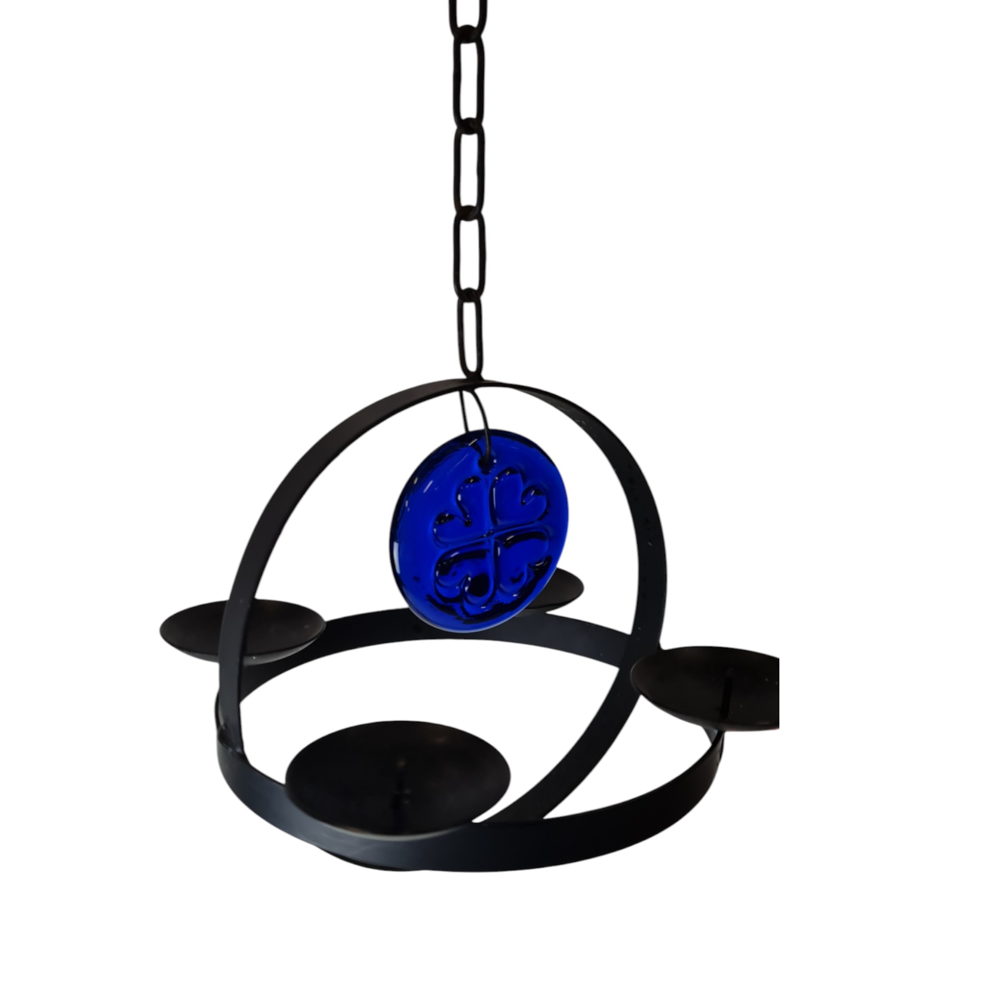 Lofthængt lysestage | Dantoft | Sortlakeret jern og glas