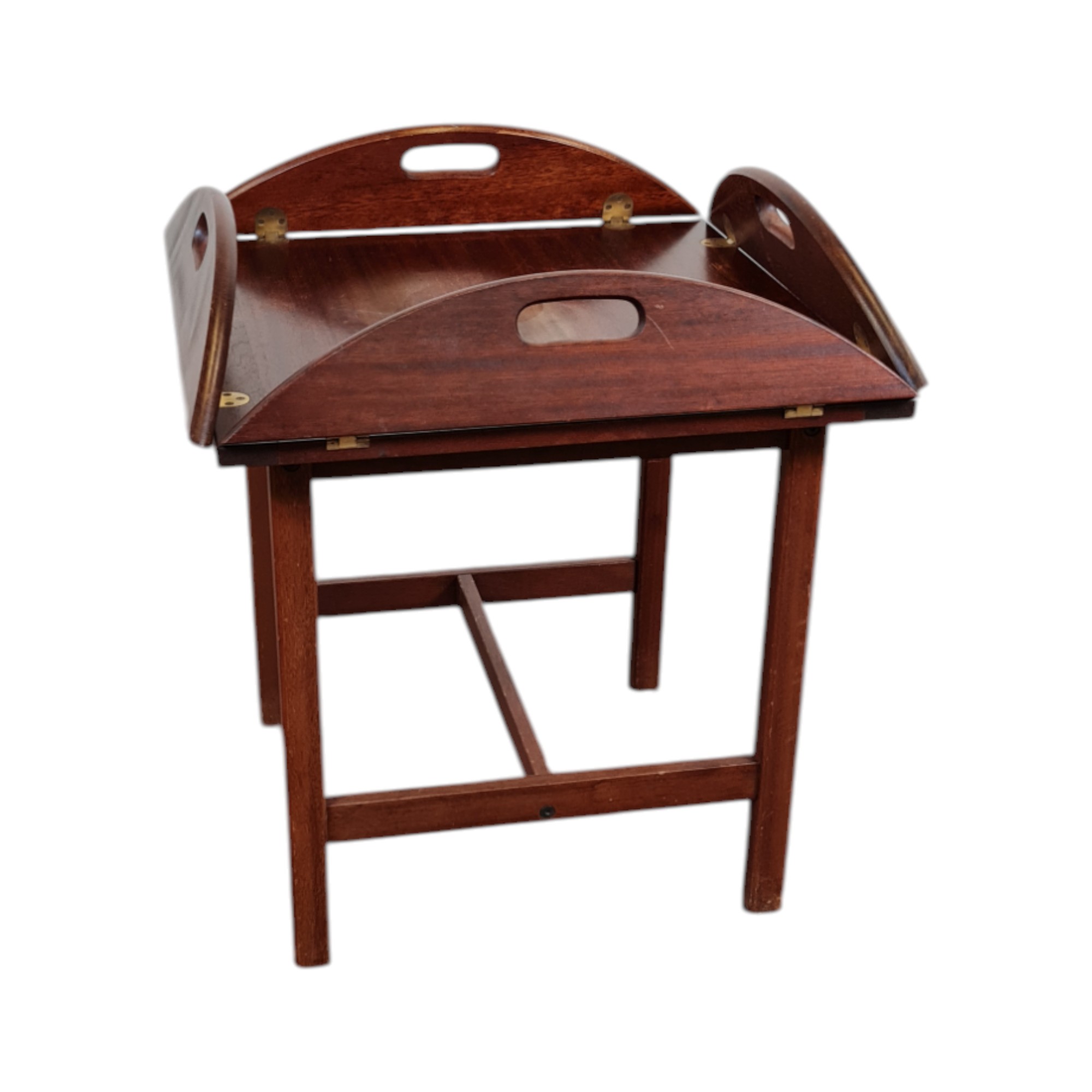 Rundt Butlers Tray bakkebord | Ukendt design | Mahogni og messing