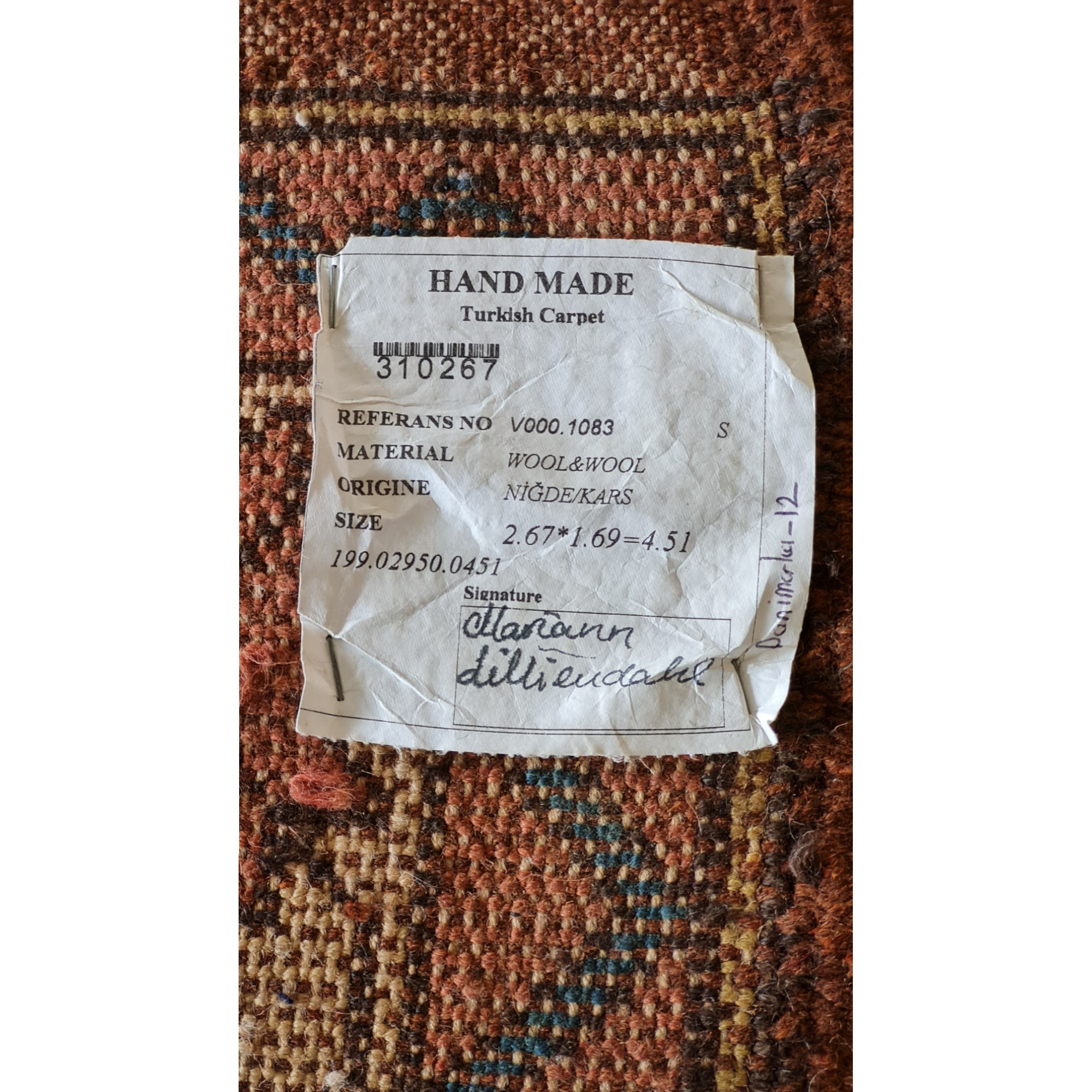 Ægte tæppe fra Tyrkiet